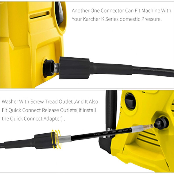 6 m trykslange, højtryksslange med quick click-quick connect adapter