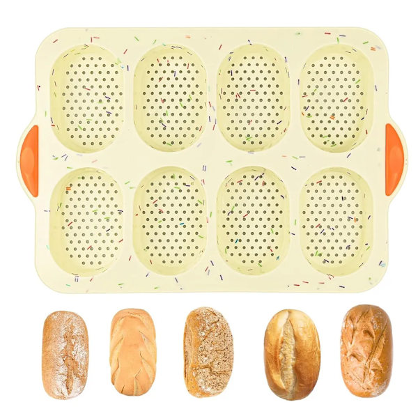 Mini baguette bageplade, non-stick pande med huller, brødbageplade, bagning af baguette