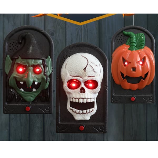 Halloween græskar kranie dørklokke rekvisitter, 3 stk.