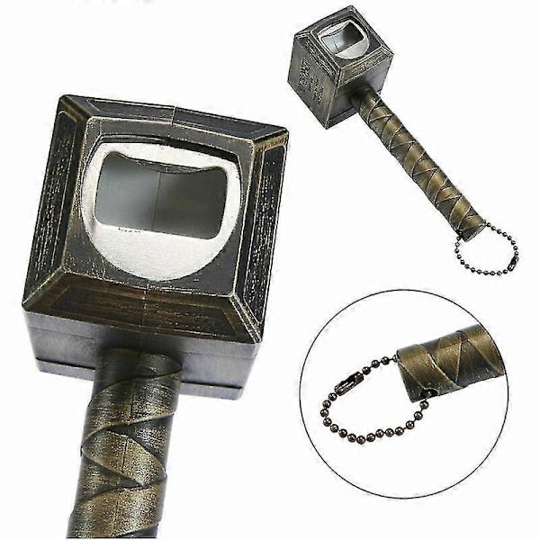 Sølv ølflaskeåpner multifunksjonell hammer Thor form lang håndtak flaskeåpner