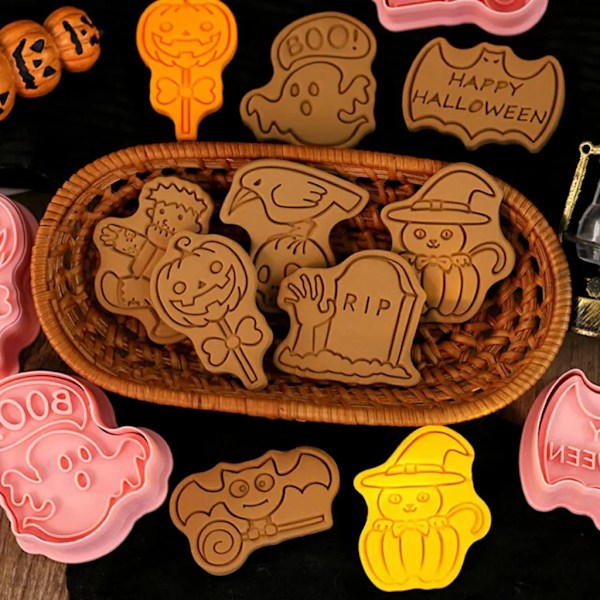 Kjeksformsett 8 deler 3D trykkbar kjeksformsett - Blomsterdeigkutter for kjøkkenbaking