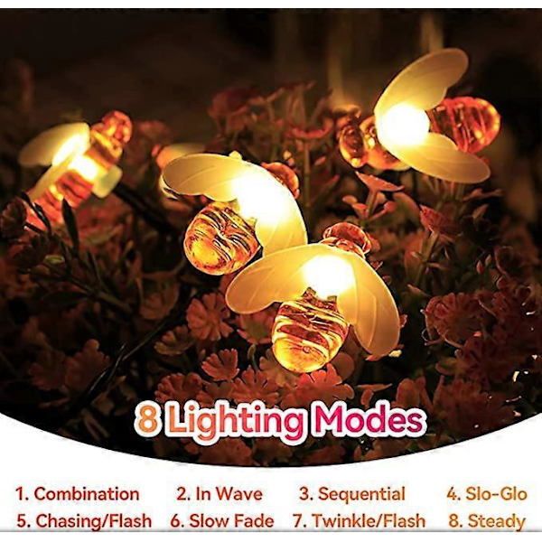 50 LED Solcellsslinga med Bin, 7m, Vattentät, Jul