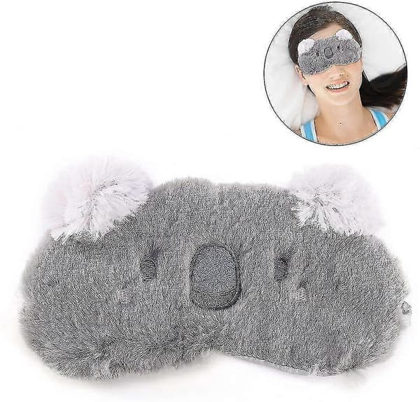 Sød Dyreplush Søvnmaske, Blød Plush Øjenmaske med 3D-ører, Grå Koala, Velegnet til Børn
