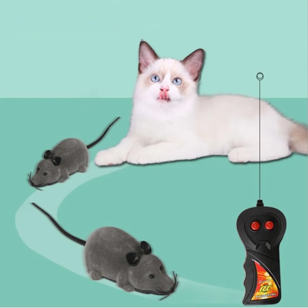 Leksaksmus Fjärrkontroll Elektrisk Mus Plyschmus Leksak Katt Hund Husdjur Barn