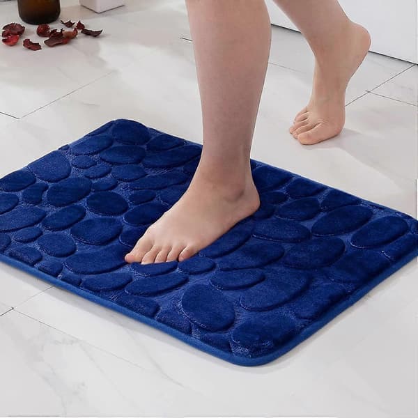 40 × 60 cm Badrumsmatta med Memory Foam och Halkskydd, Mörkblå