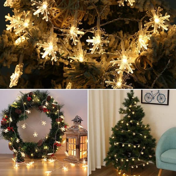 6m 40 LED Snöflinga Ljusslingor, Batteri, Inomhus-Utomhus