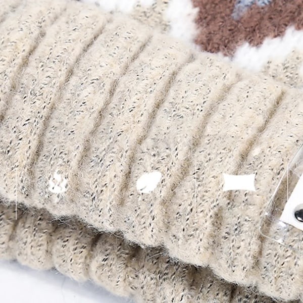 Dam vintermössa halsduk set, varm mjuk innerfoder stickad mössa och halsduk, vintervärme mössa stickad halsduk set (khaki)
