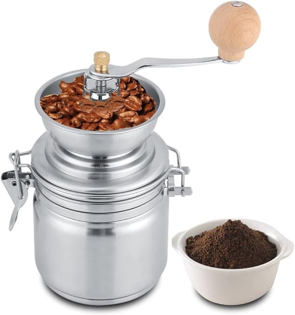 Kaffekvarn i rostfritt stål Handvev Krydda Nöt Örtkvarn (Silver)