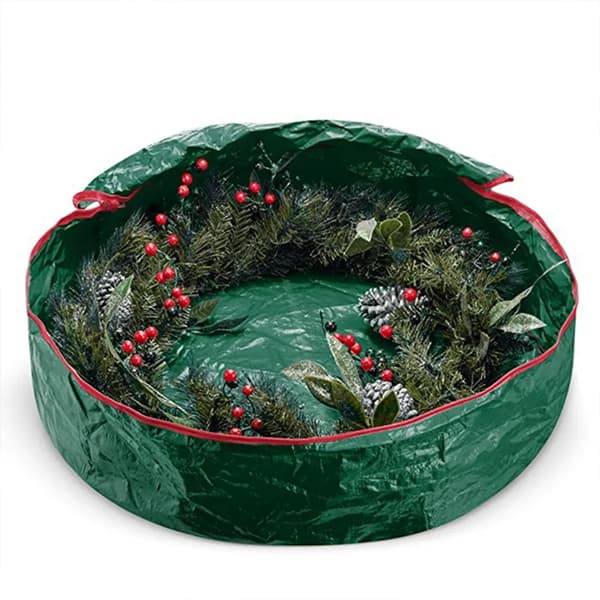 Julekrans oppbevaringspose, krans oppbevaringsbeholder, glidelåspose, (grønn), 76*20cm