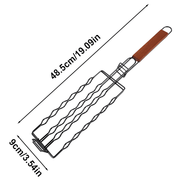 BBQ rustfritt stål pølser grill pølseholder pølsegrill grillet klips non-stick skinke pølsegrill tang