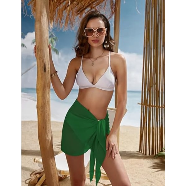 Korta saronger för damer Beach Wrap Skira Bikini Wraps Chiffong Cover Ups Dark green 190cm*46cm