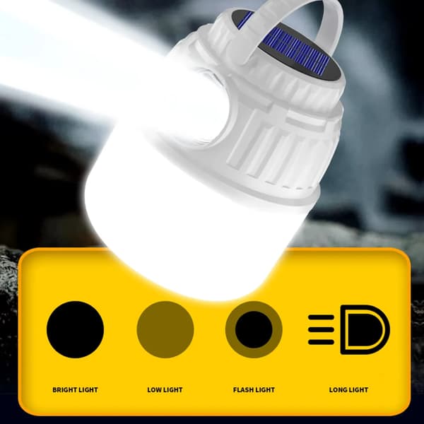 LED-campinglys drevet av solenergi, bærbar superlys campinglys med 4 lysmoduser, oppladbar