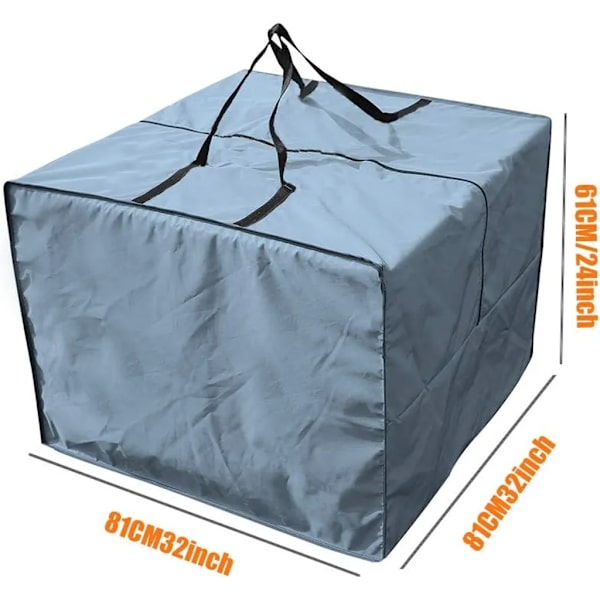 Vandtæt beskyttelsesbetræk til havemøbelhynder opbevaringspose sædehynde, 210D Oxford, 81 x 81 x 61 cm, (grå)