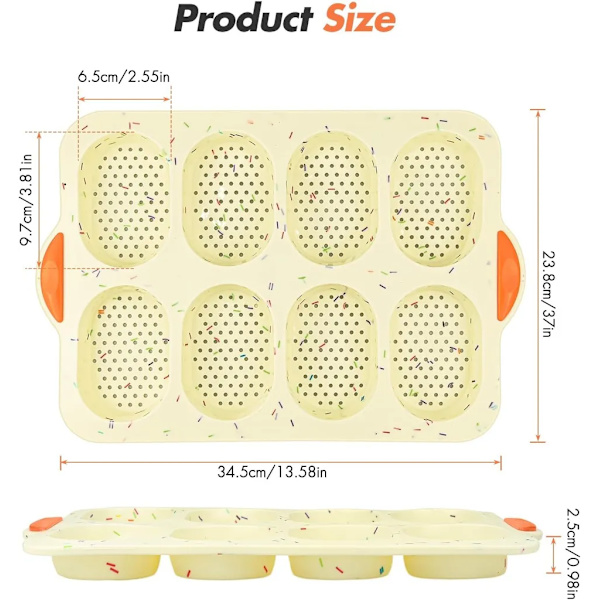 Mini baguette bageplade, non-stick pande med huller, brødbageplade, bagning af baguette
