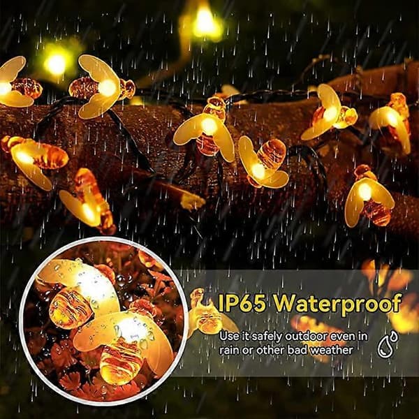 50 LED Solar Bee Lyslenke, 7m, Vanntett, Jul