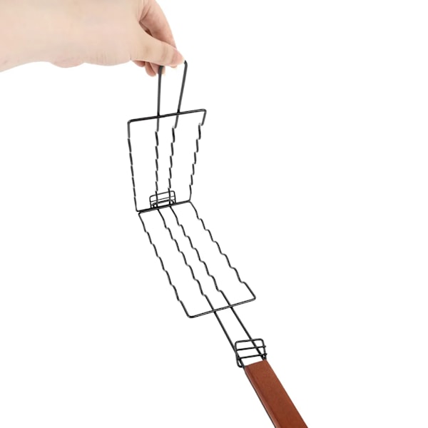 BBQ rustfritt stål pølser grill pølseholder pølsegrill grillet klips non-stick skinke pølsegrill tang