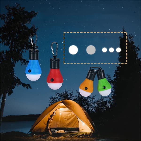 4-pack LED camping lykta med karbinhake, bärbar utomhusbelysning