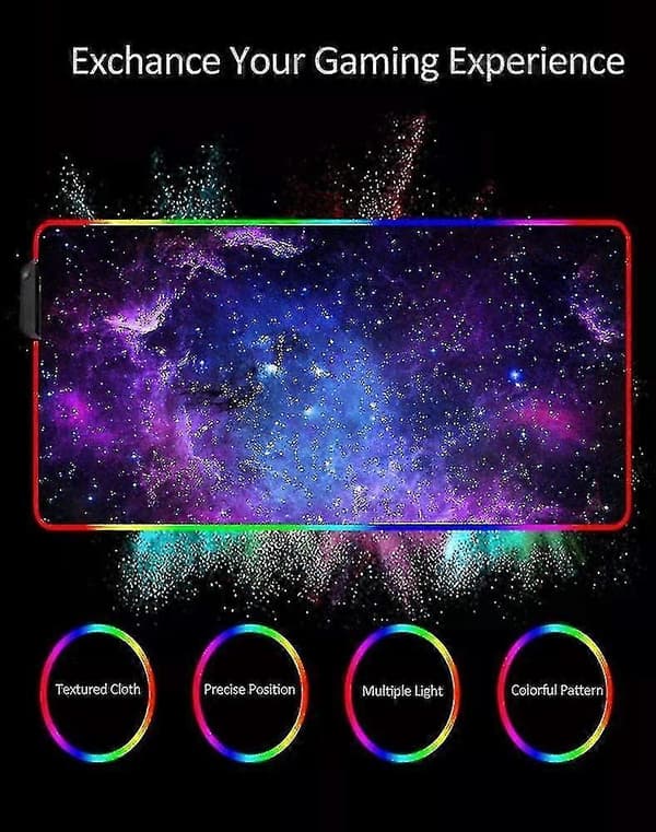 Gaming Musematte - Stor Xxl Musematte 800x300mm, 14 Moduser LED-belyst Musematte, Non