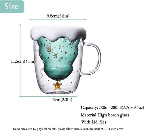 Sød julekrus med dobbeltvæg, isoleret glas til kaffe/te