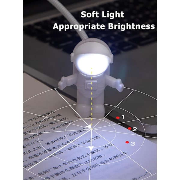 LED astronaut nattlys USB rør dekorativt lys