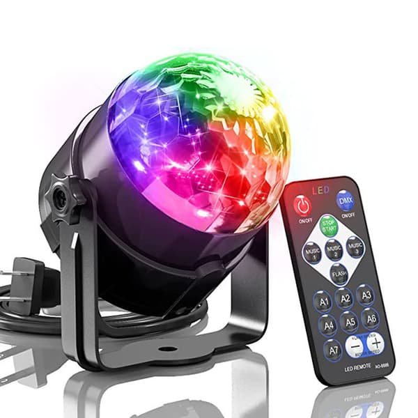 Stemmeaktivert RGB Diskokule, 7 Moduser Fjernkontroll, Plug-Play for Fester/Jul/Bryllup