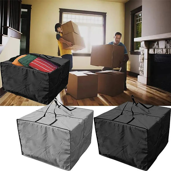Vattentät skyddande överdrag för trädgårdsmöbler kuddar förvaringsväska sittdyna, 210D Oxford, 81 x 81 x 61 cm, (svart)