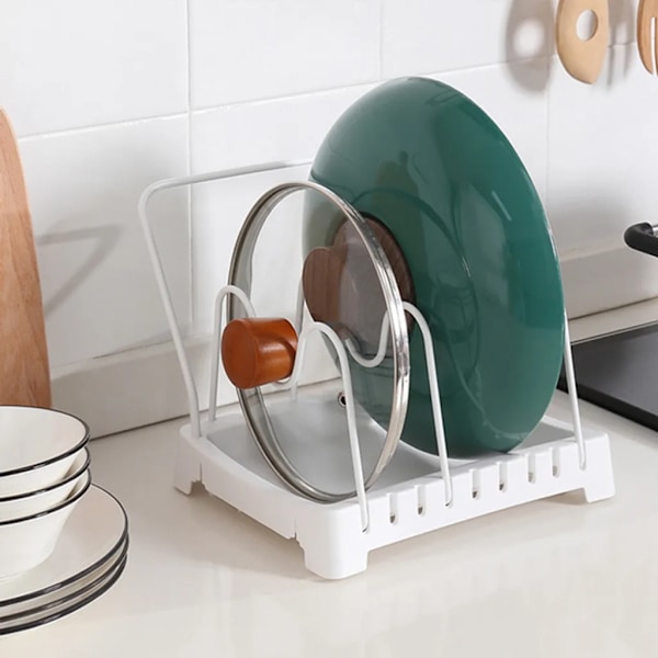 Pot Lid Holder for Lids or Pans, Kitchen Storage, Dish Holder for the Drawer (White)