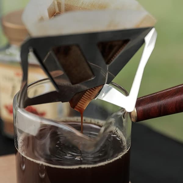 Bærbar kaffefilter i rustfrit stål, sammenklappelig, konisk kaffefilter