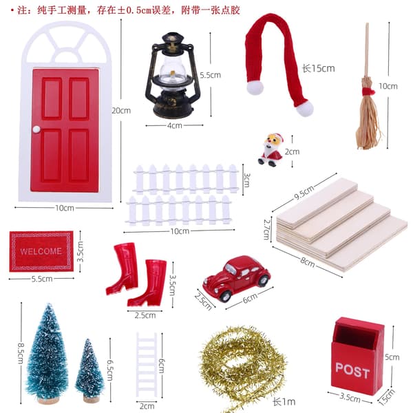Jul Tomte Set, 14 Delar, Mini Juldekorationer