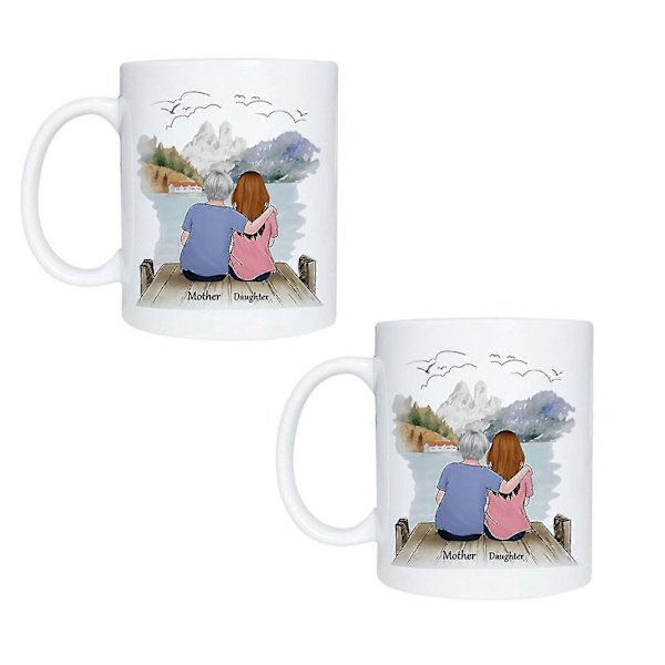 Keramisk mugg för mor och dotter, kaffekopp, Mors dag-present
