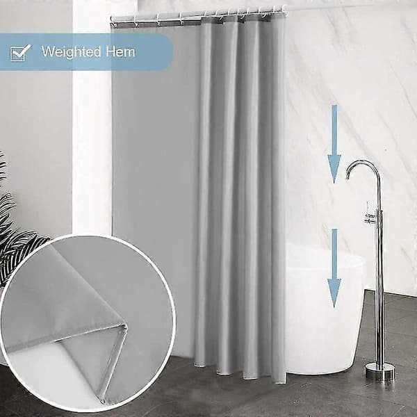 Lite Grått Dusjforheng Vaskbart Vanntett Stoff med 8 Kroker Anti-mugg Polyester Tekstil Dusjforheng 120x180cm for Baderom