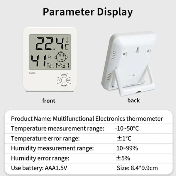 Inomhus termometer, digital inomhus termometer, LCD intelligent hygrometer, bakgrundsbelysning