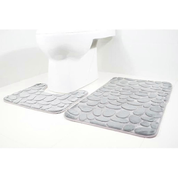 Sklisikkert baderomsmatte-sett, pustende baderomsmatte i memory foam