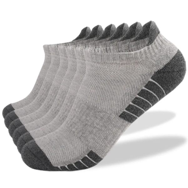 6 par sneakersokker til kvinder og mænd, sportsokker med polstring, åndbare bomuldssokker (lysegrå, M39-42)