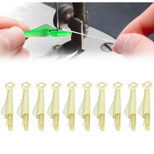 Symaskinsnålsinfädare för handsyning, 10-pack tum-nålsinfädare, infädningshjälpmedel, automatisk symaskinsnålsinfädare DIY-verktyg