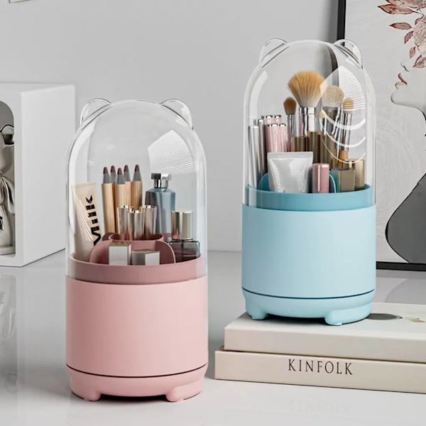 Makeup Organizer 360 Rotatable, Penselholder Kosmetik, Makeup Pensel Opbevaring, Kosmetisk Toiletbord Organizer, Blå