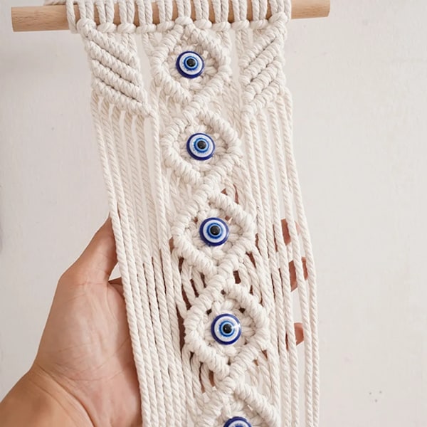 Macrame väggdekoration, ont öga, drömfångare, väggbonad boho chic bohemisk vävd heminredning