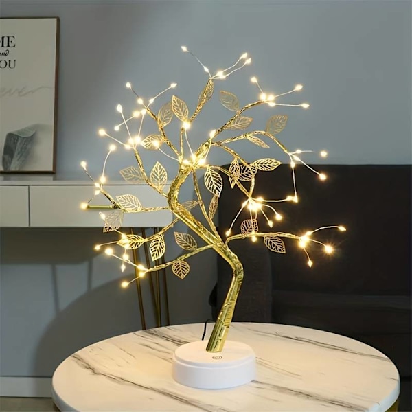 LED-trädlampa med guldfolie: USB och touch-switch, perfekt för hemdekoration, bröllop, jul