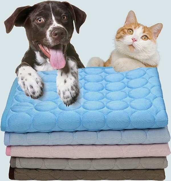 Køleunderlag Vaskbar Skridsikker Blød Hundeunderlag til Kæledyr Sommer (Blå, S-50X40cm)
