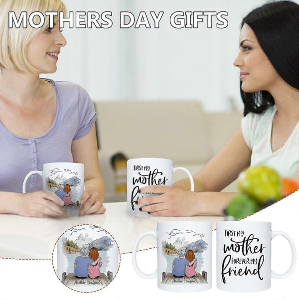 Keramisk mugg för mor och dotter, kaffekopp, Mors dag-present