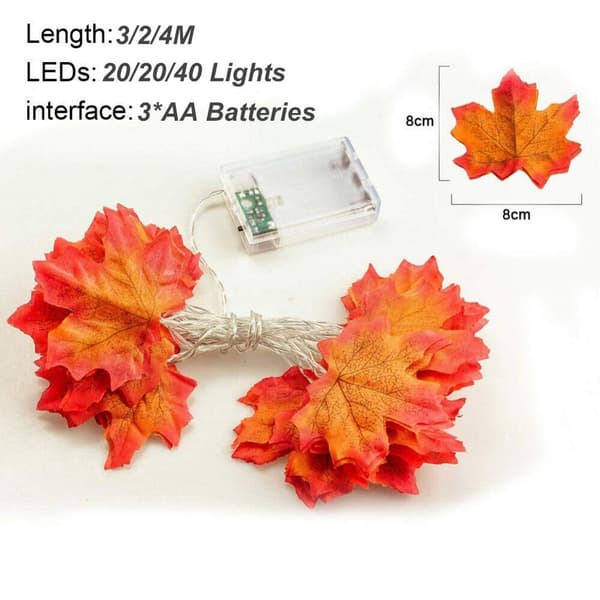 3m 20 LED Lönnlövslampor, Batteri, Höst- & Juldekor