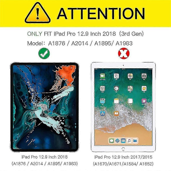 Magnetisk Smart Case til iPad Pro 12.9-tommer 3. generation med understøttelse af blyantopladning - Sort
