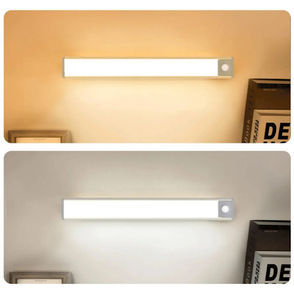 Trådlös LED-underbelysning, skåpsbelysning med rörelsesensor, magnetisk ljusstångsskåpsbelysning med USB-laddningsfunktion, 20 cm (vit)