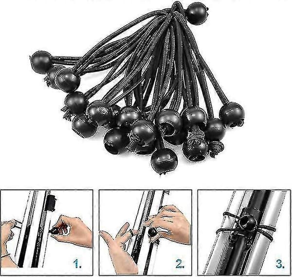 20 Bungee-bolde til presenninger/telte/bannere, 8\" snor + PVC-bold