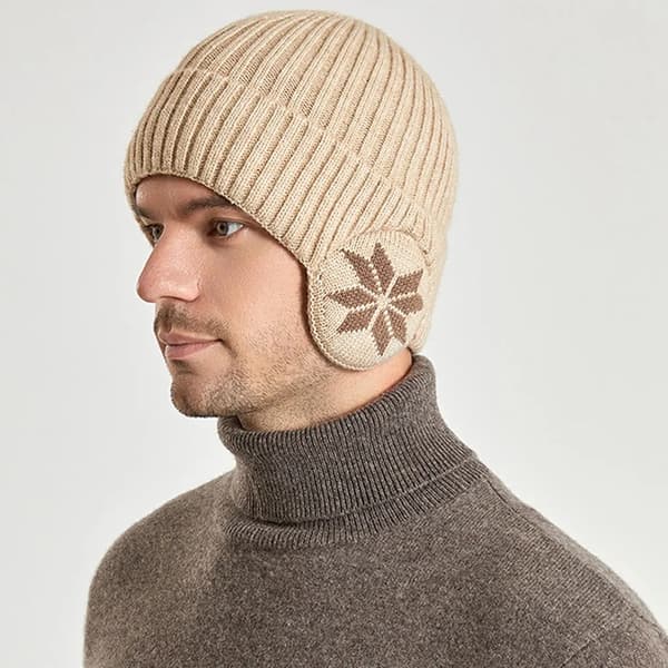 Hatt Vinter Strikket Øreklaff Huer (Beige)