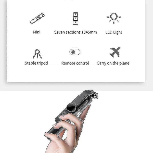 Selfie Stick Tripod, Fjernkontroll, iPhone 11 Pro Max/XS/XR, Android