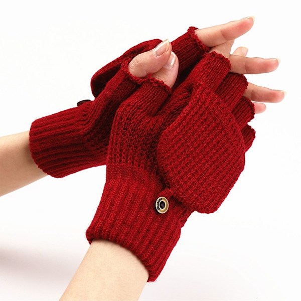 Warm wool gloves for easy writing, half-finger gloves with flap