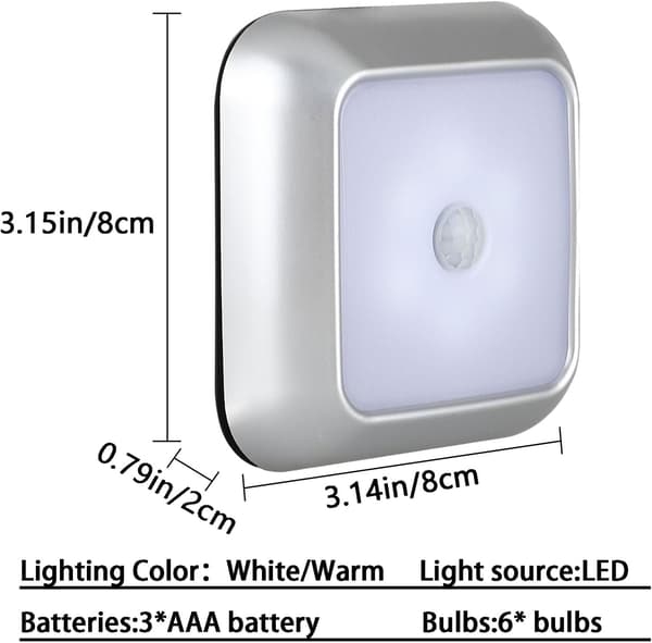 3-pack Rörelsesensor Nattlampa, Batteridriven Varm LED för Garderob/Trappor/Sovrum