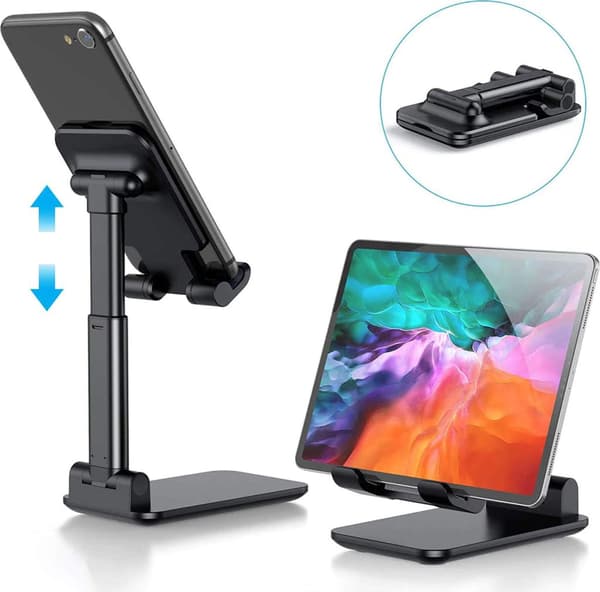 Justerbar og foldbar smartphoneholder til skrivebord, multi-vinkel foldbar