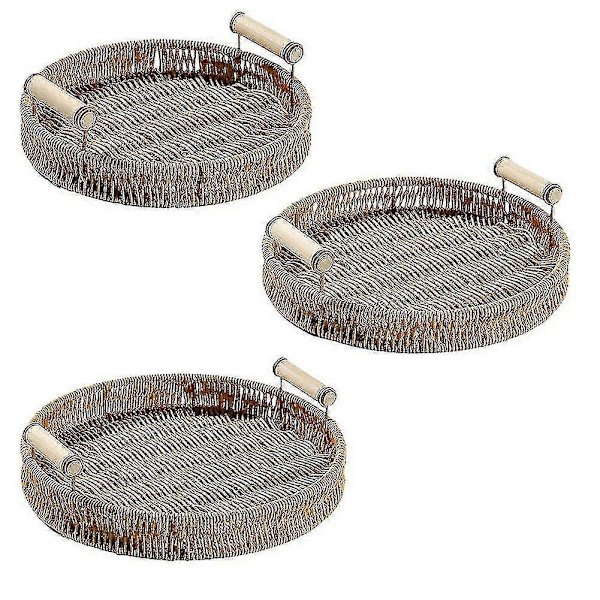 Förvaringsbricka i rotting med handtag, middagsbricka